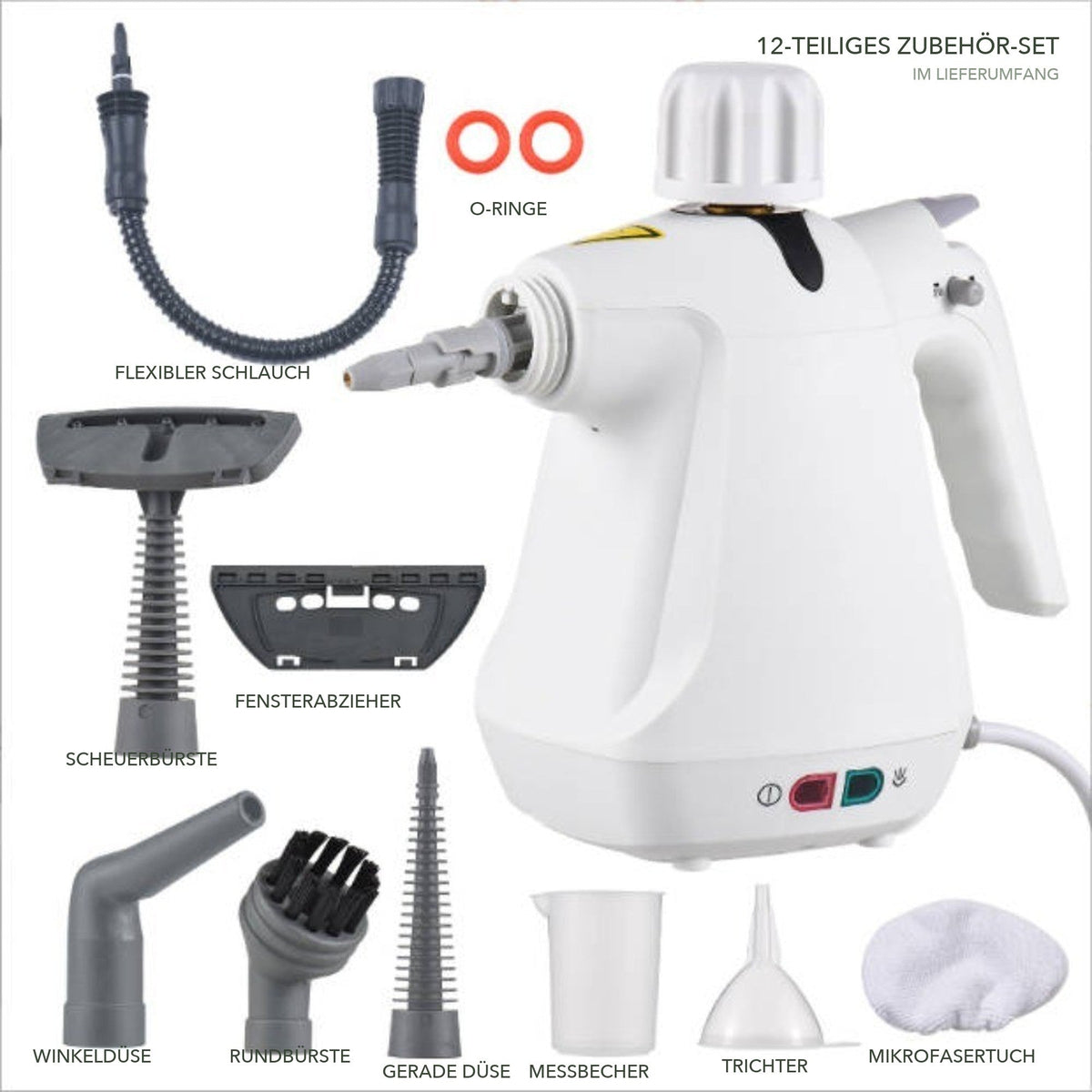 Puravel Dampfreiniger – 12-teiliges Zubehör-Set (Übersicht)